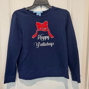 Draper James Navy Sweatshirt with Festive Red Bow